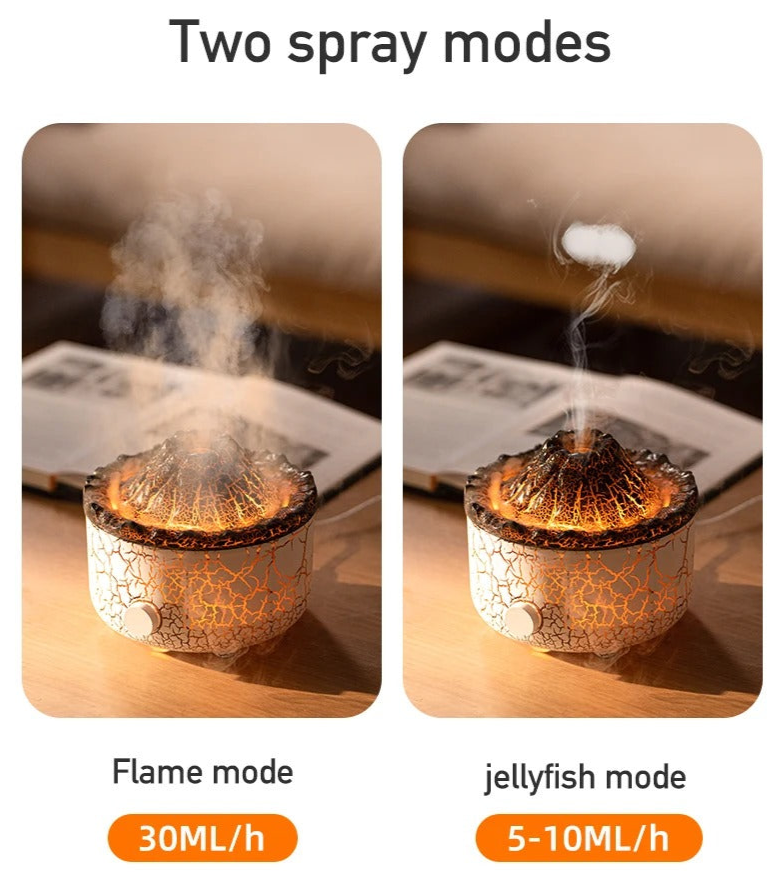 Lava Cracked Volcano Diffusor für ätherische Öle, Quallenspray, Simulation von Feuer und Flammeneffekt, Luftbefeuchter, Heimdiffusor | V21b pro