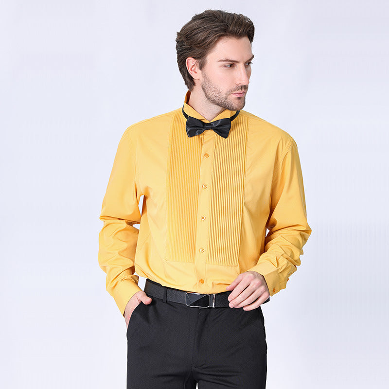Doppelt plissiertes Herrenhemd Business High-End Anzug Französisches Hemd | LF631