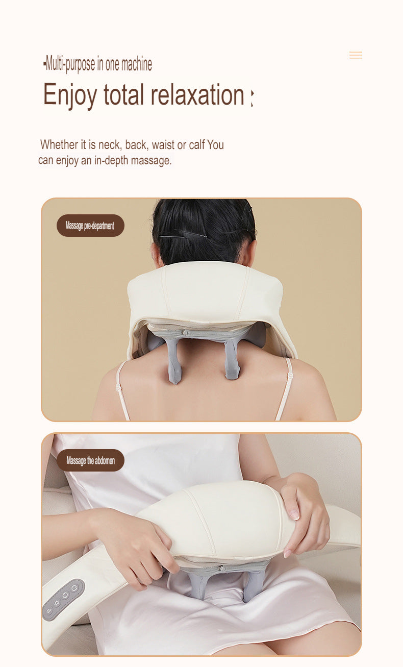 Nackenmassagegerät mit Wärme, wiederaufladbares, kabelloses elektrisches Massagekissen, Tiefenmassage zu Hause zur Muskelentspannung | AUX-WJH706