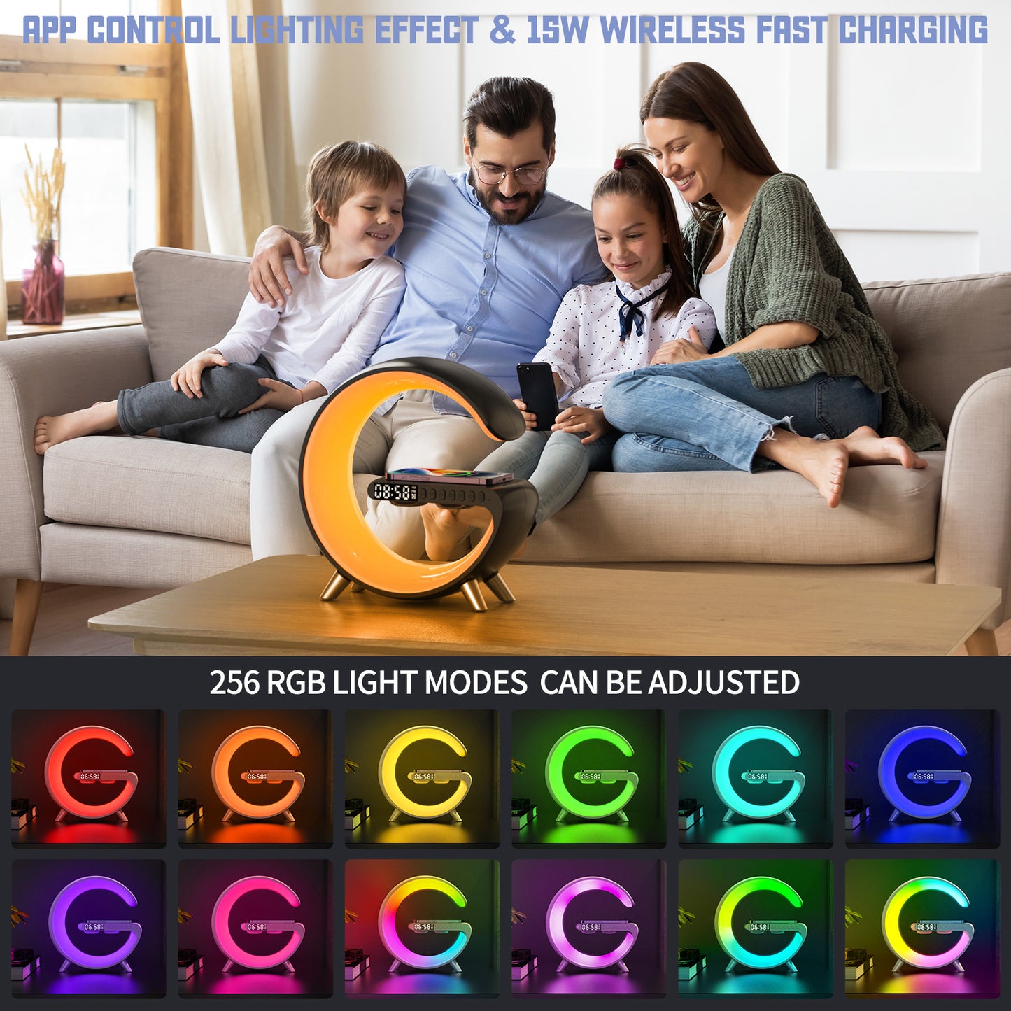 G-Speaker 15W Wireless Charger Wecker Bluetooth mit APP-Steuerung RGB Schreibtischlampe LED | 1001