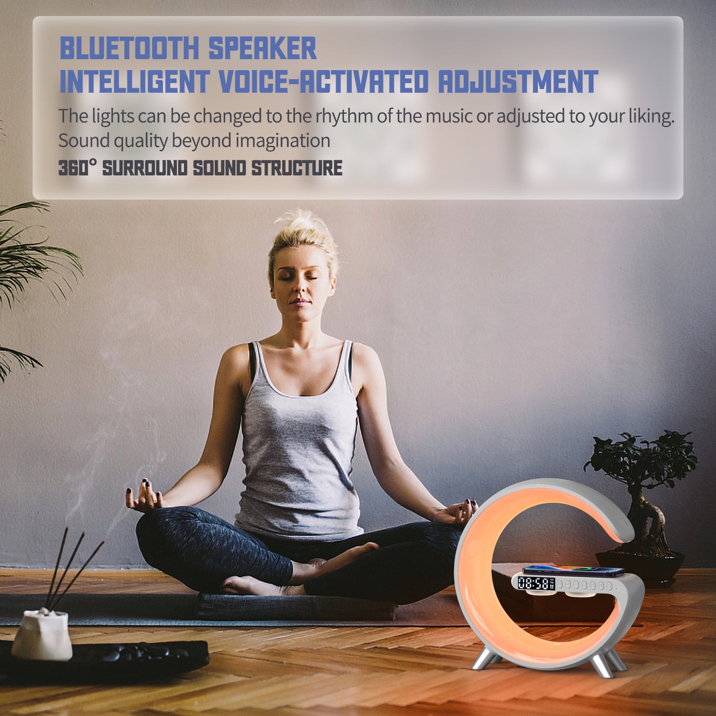 G-Speaker 15W Wireless Charger Wecker Bluetooth mit APP-Steuerung RGB Schreibtischlampe LED | 1001