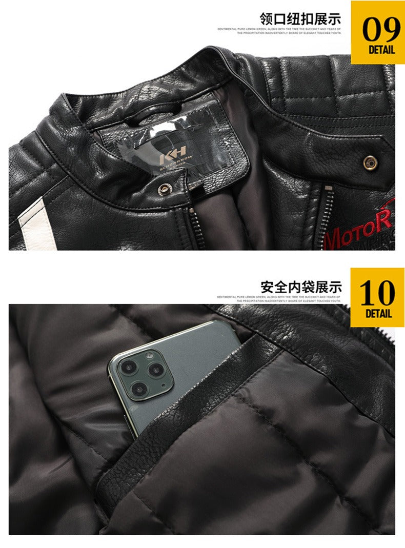 Herren Lederjacke Farblich passende Motorrad Pu Lederjacke | KH-168