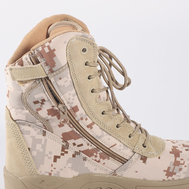 Herren Militärische Taktische Stiefel High-Top Army Camouflage Kampf Wanderschuhe mit seitlichem Reißverschluss | 101