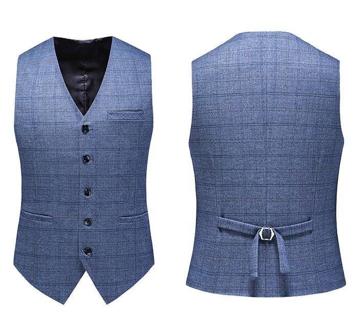 Dreiteiliger Anzug im britischen Stil für Herren, Business Casual, kariert, für Bräutigam und Hochzeitskleid, schmale Anzüge | 6835