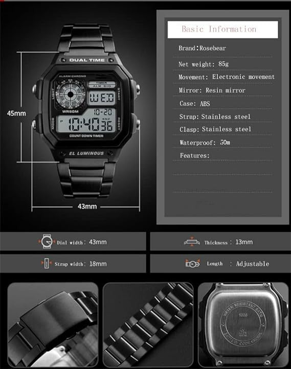 Herren Digitaluhren Militär Sport Elektronische Top-Marke Luxusuhr Wasserdichte Uhr | 1335