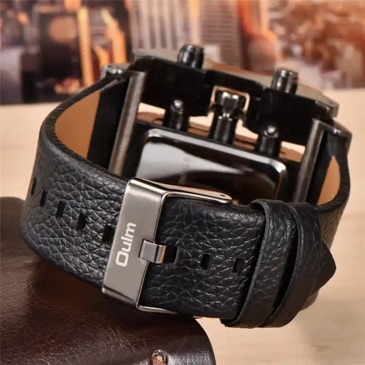 Herrenarmbanduhr Militär Armee Quadratisch Großes Zifferblatt Uhr Sport Lederarmband Quarzuhr | 3364