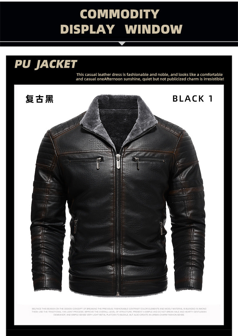Winterlederjacke aus Europa und den USA, verdicktes Kunstpelz, Plüsch, Wärme, Retro-Simulation, Lederstrukturjacke | KH-209