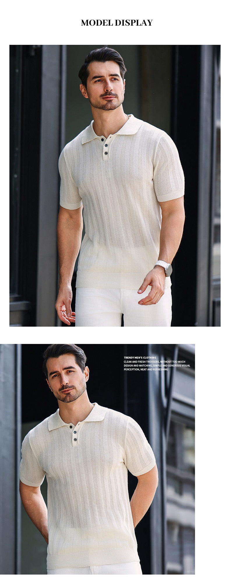Hochwertiges Sommer-Strick-Kurzarm-Poloshirt für Herren, bequem und atmungsaktiv | POLO1