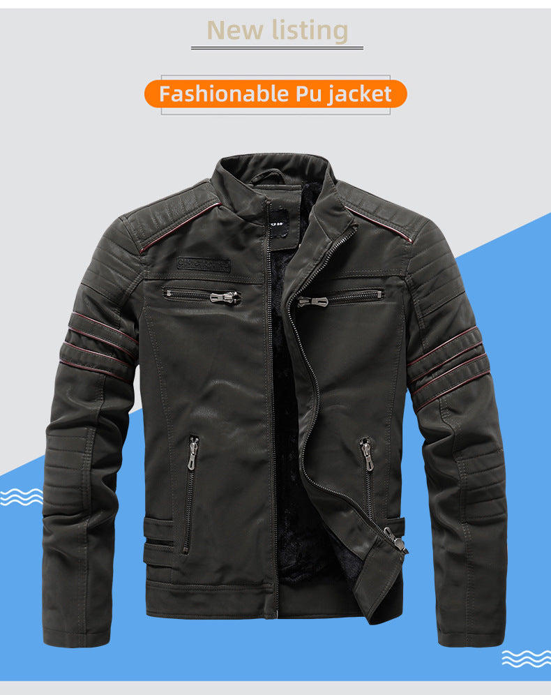 Herren PU-gebürstete weiche Wildlederjacke, modischer Blazer mit mehreren Stickereien | 8809