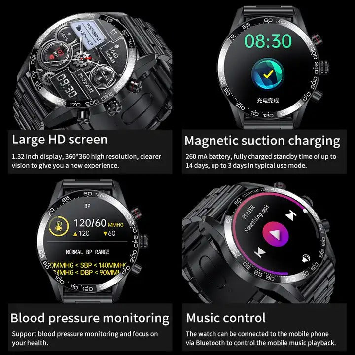 Herren-Smartwatch mit AMOLED-HD-Bildschirm und Bluetooth-Anruffunktion | BW0408