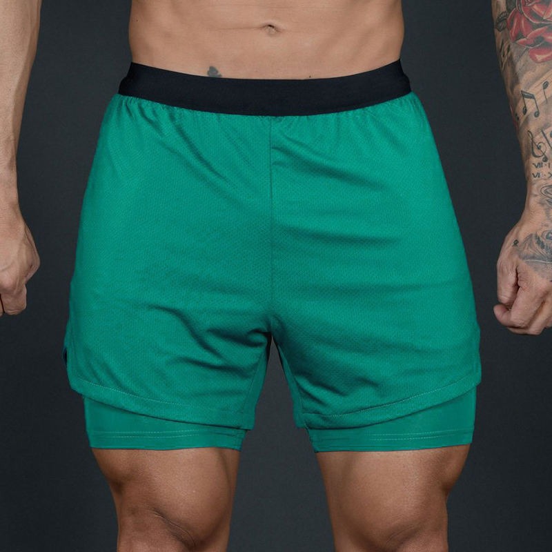 Atmungsaktive, schnell trocknende Basketball-Shorts für Herren, hochelastisch, Trainingsshorts mit Innentaschen, Turnshorts | DK45