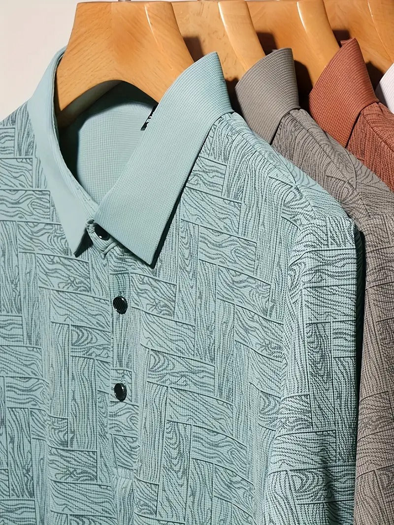Leichtes Sommer-Golfhemd für Herren, lässiges Button-Up-Kurzarmhemd | Q135