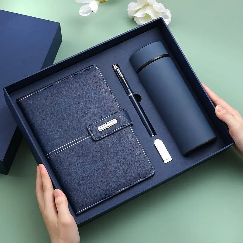 Premium A5 Notizbuch Geschenkset mit Stift USB-Stick & Thermobecher Geschenkset | 11111