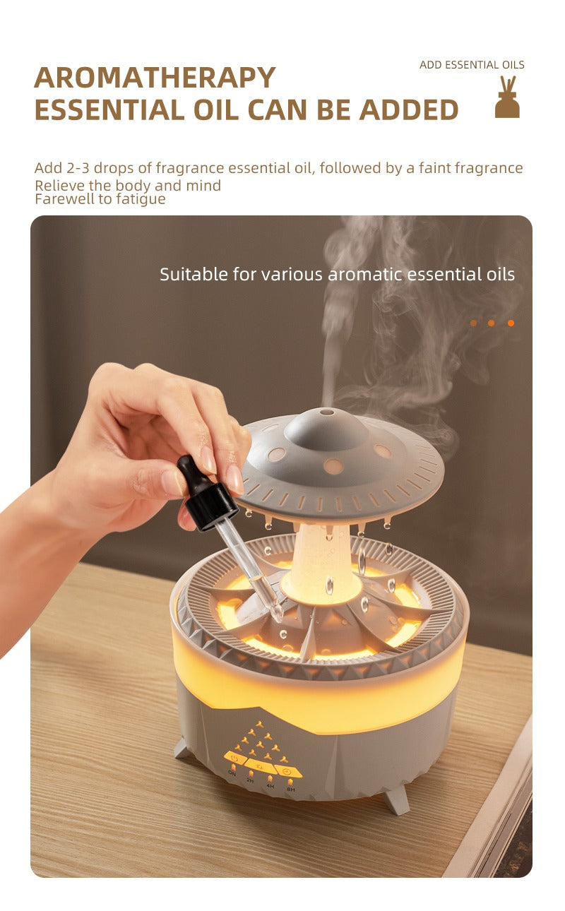 Fernbedienung Regentropfenwolke Luftbefeuchter 7 Farben LED Lampe UFO Aroma Diffusoren | X01