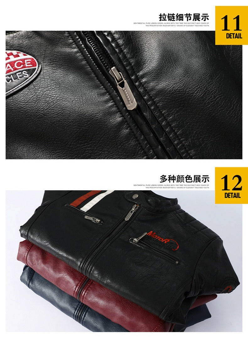Herren Lederjacke Farblich passende Motorrad Pu Lederjacke | KH-168