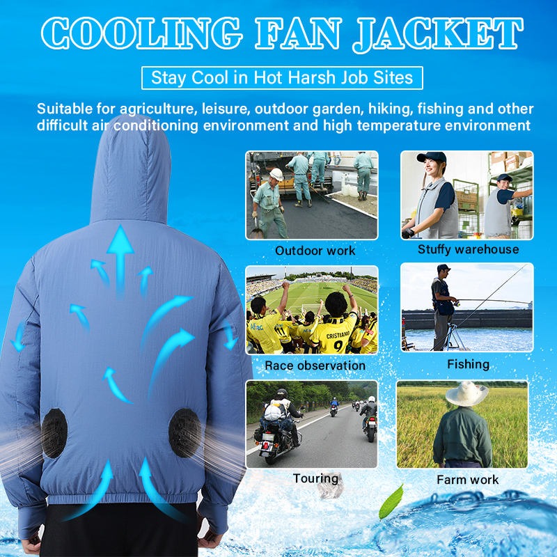 Smart Cooling Tragbare Sonnenschutzkleidung Sommer-Ventilatoranzug Klimaanlagen-Ventilatorjacke | 2362