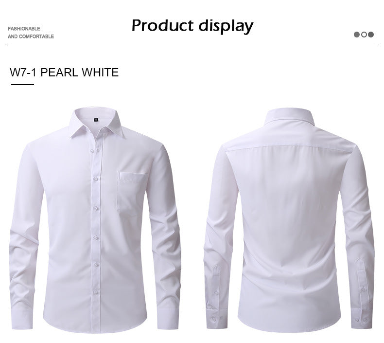 Herren Elastizität Formelles Hemd Langarm Hochzeit Slim Fit Bügelfreie Hemden Top | W7
