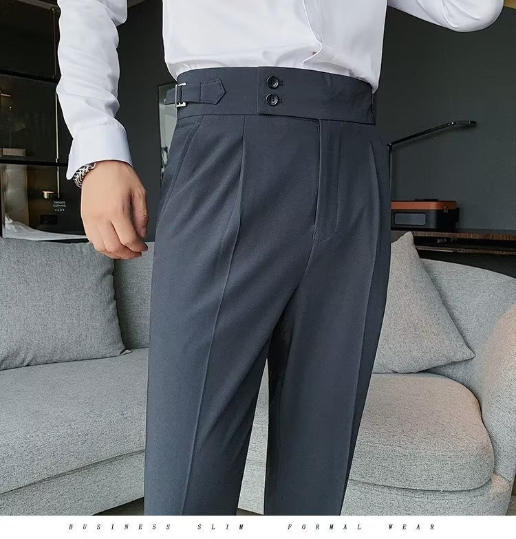 Stilvolle Business-Anzughose mit Plissee, trendige Mode, hohe Taille, lässig, schmale Passform, Vintage-Bleistifthose, Büro-Anzughose | F01