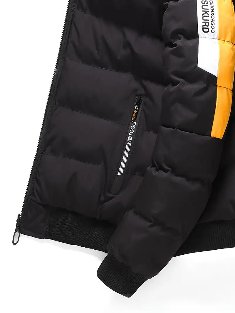 Herren Pufferjacke mit Kapuze, lässige Regular Fit Wintermantel Daunenjacke | 2021/TL