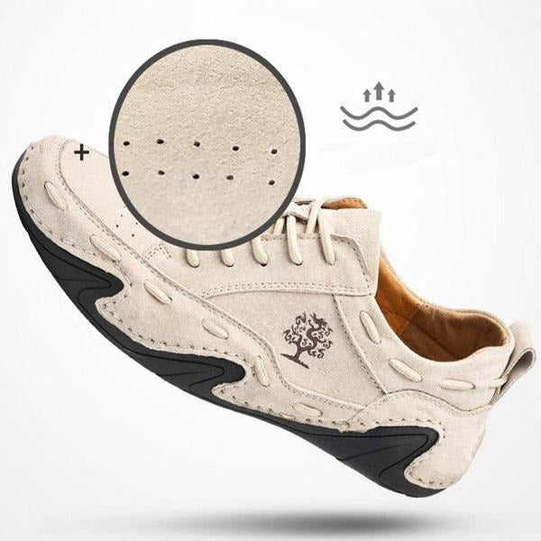 Herren Casual Leder Sneakers Handgefertigte atmungsaktive Loafer Wander-Bootsschuhe | 88897