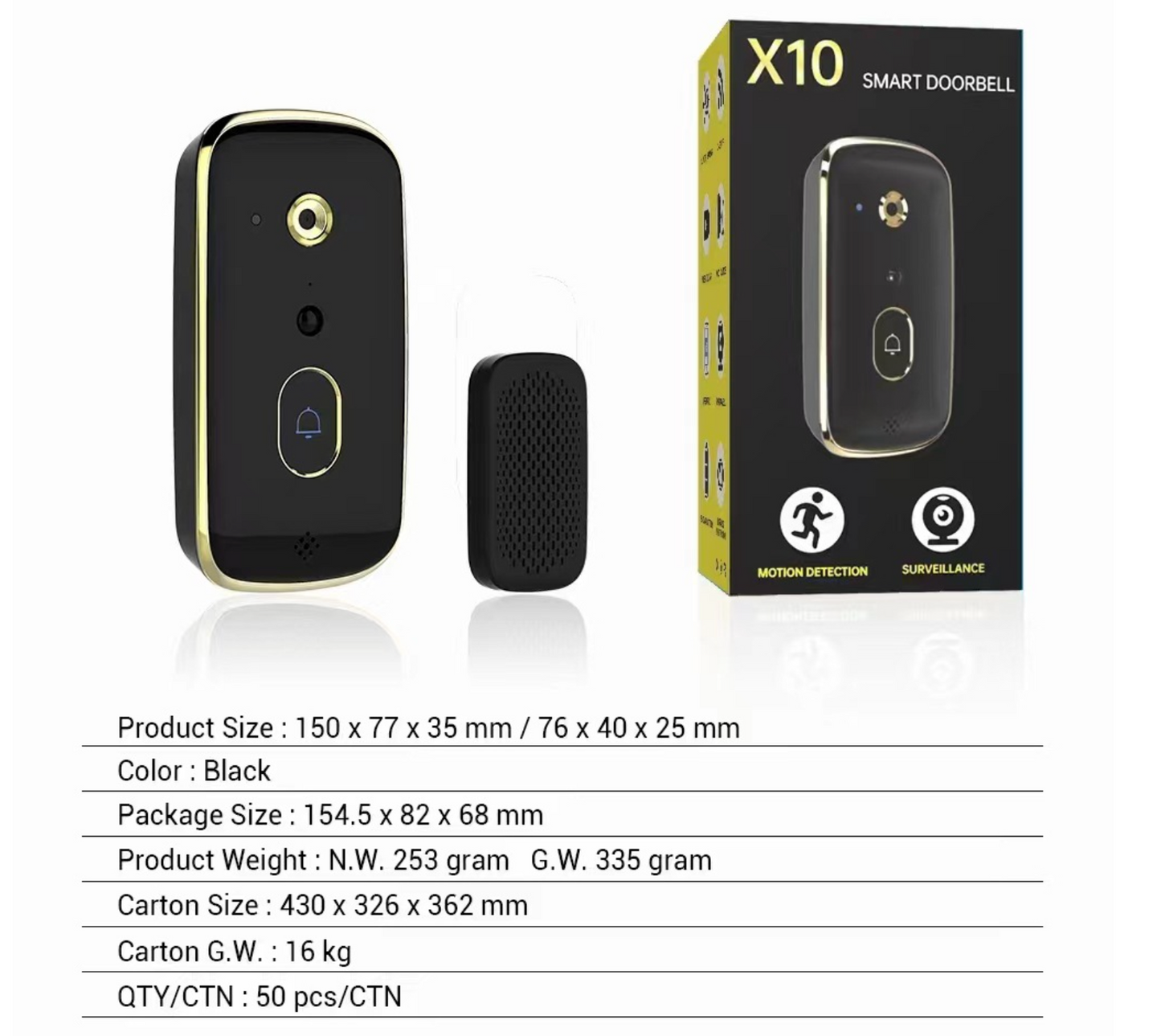 Wasserdichte 1080P-Stecker-Infrarotkamera-Türklingel Smart Design HD-Video-WLAN-Türklingel | HC-520