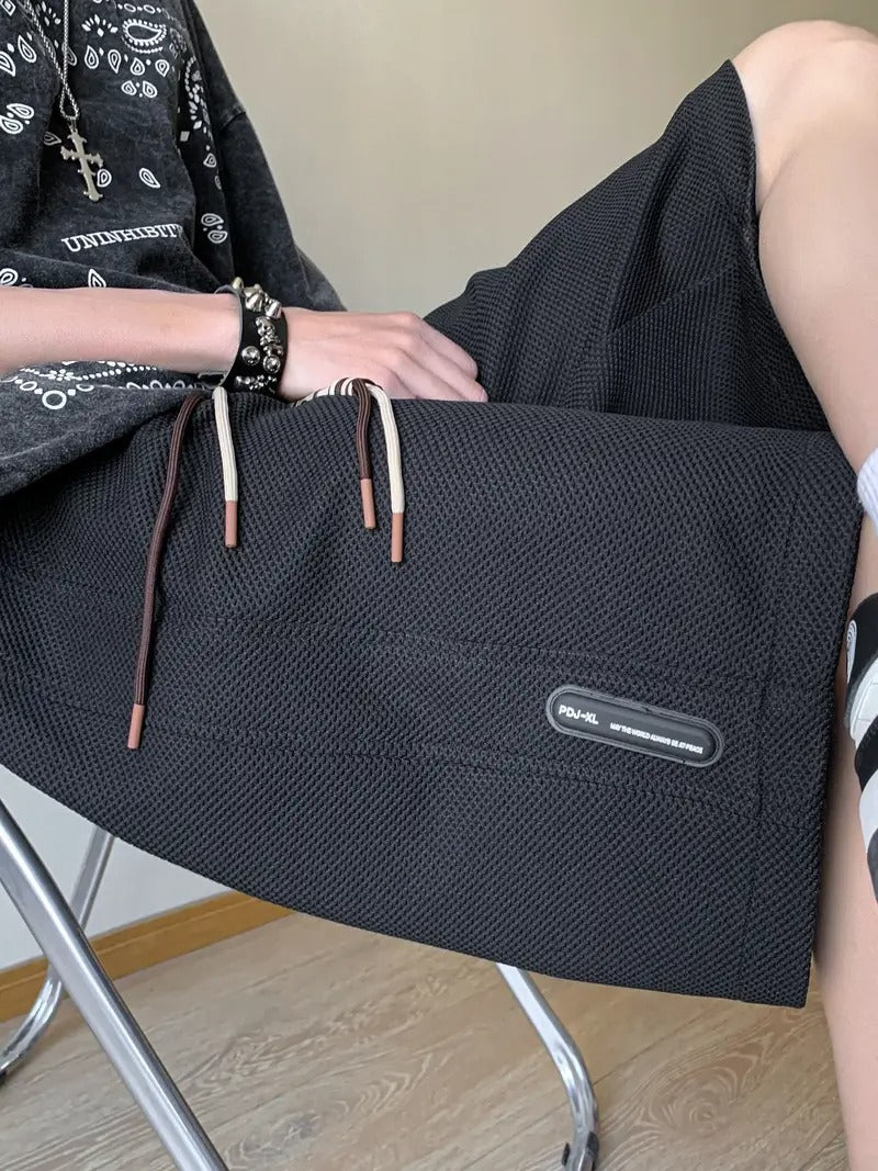 Leichte Lounge-Shorts aus Waffelstrick für Herren – Locker sitzende, schnelltrocknende Sportshorts mit Kordelzug in der Taille für den Sommer | DK34