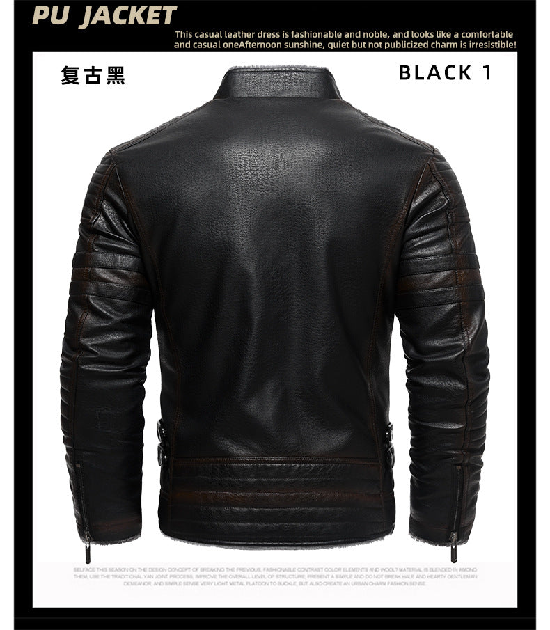 Winterlederjacke aus Europa und den USA, verdicktes Kunstpelz, Plüsch, Wärme, Retro-Simulation, Lederstrukturjacke | KH-209