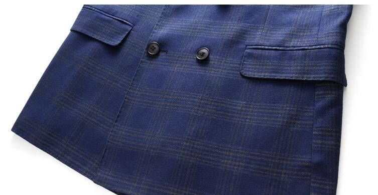 Dreiteiliger Herrenanzug mit Karomuster, Slim Fit, zweireihig, kariert, Jacke, Weste, Hose | 6027