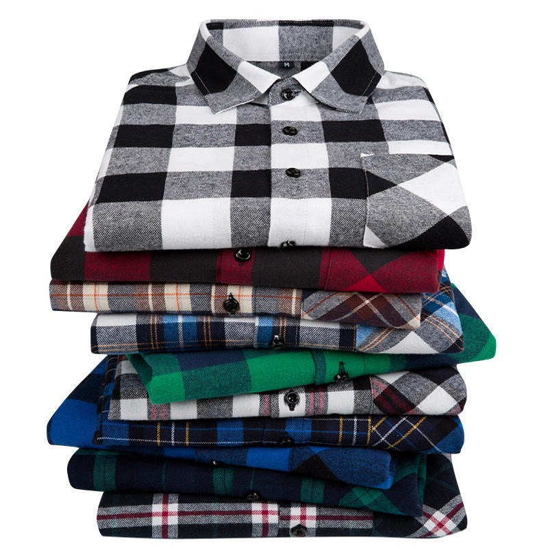 Herren Baumwollhemd mit Karomuster, langärmelig, Regular Fit, leger, Button-Down-Hemden | DTF10