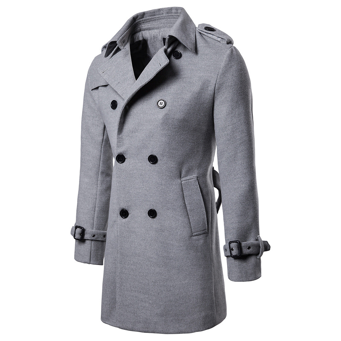 Herren Formeller Business Herbst Winter Casual Revers Zweireihiger Premium Baumwollmantel Langer Trenchcoat Jacke | 9280
