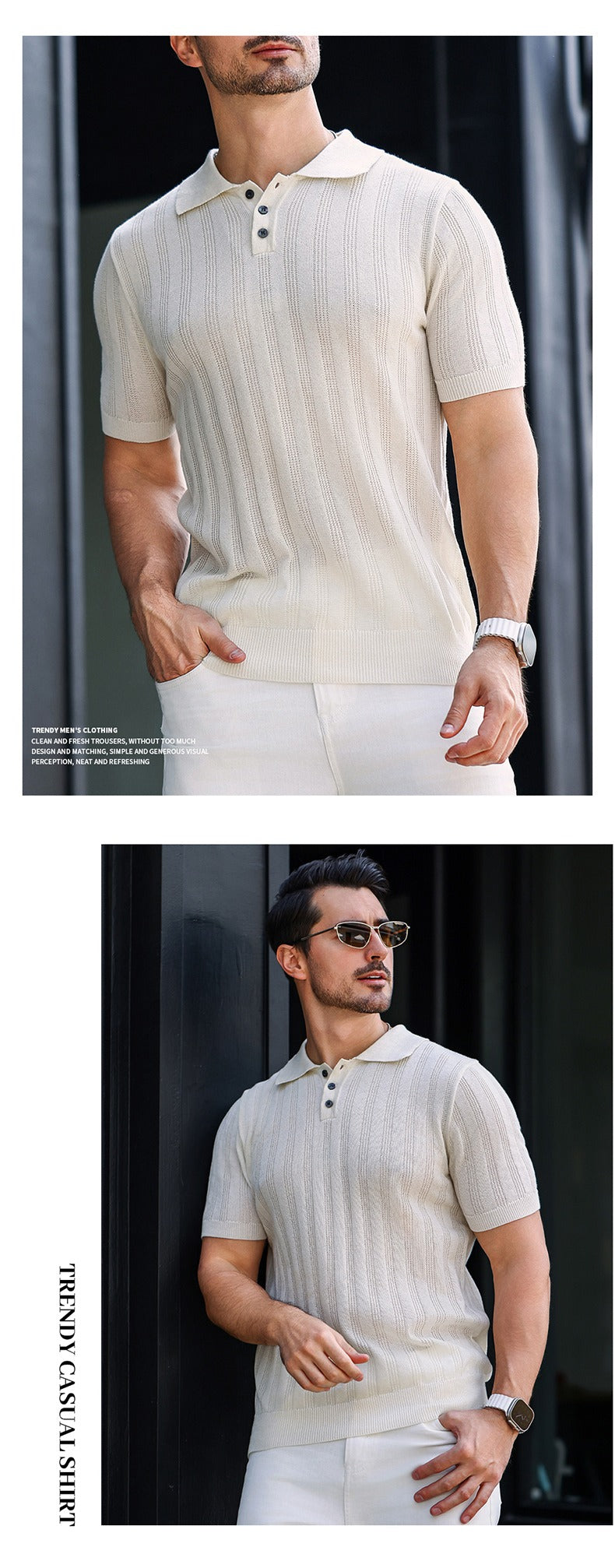Hochwertiges Sommer-Strick-Kurzarm-Poloshirt für Herren, bequem und atmungsaktiv | POLO1