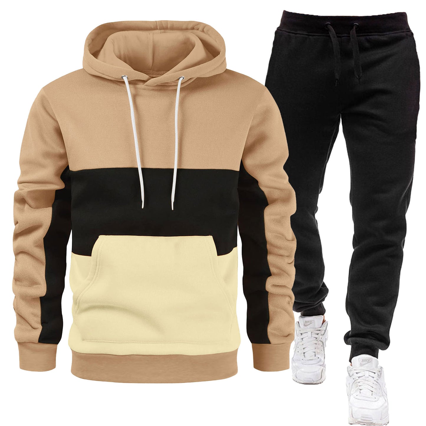 Hochwertiger Herren Freizeitanzug mit Kapuze, warm, vielseitig, 2-teiliger Sportanzug | SY001