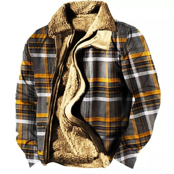 Herren Plus Size Casual Aztec Geometric Print Fleecejacke Streetwear Herbst Winter Loose Fit Mantel | TS-6594