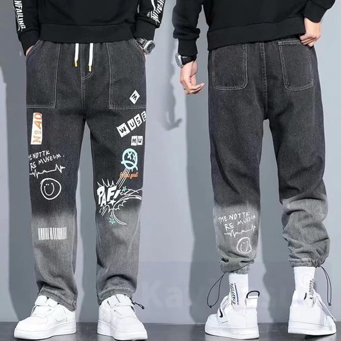 Neue Toon Design Jeanshose für Herren, bedruckt, lässig, locker, modisch, Cargo-Jeans | K5266