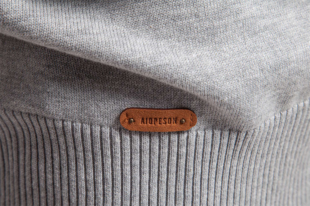 Winter-Rollkragenpullover aus Baumwolle mit Stehkragen, gerippter Business-Streifen für Herren | SW155