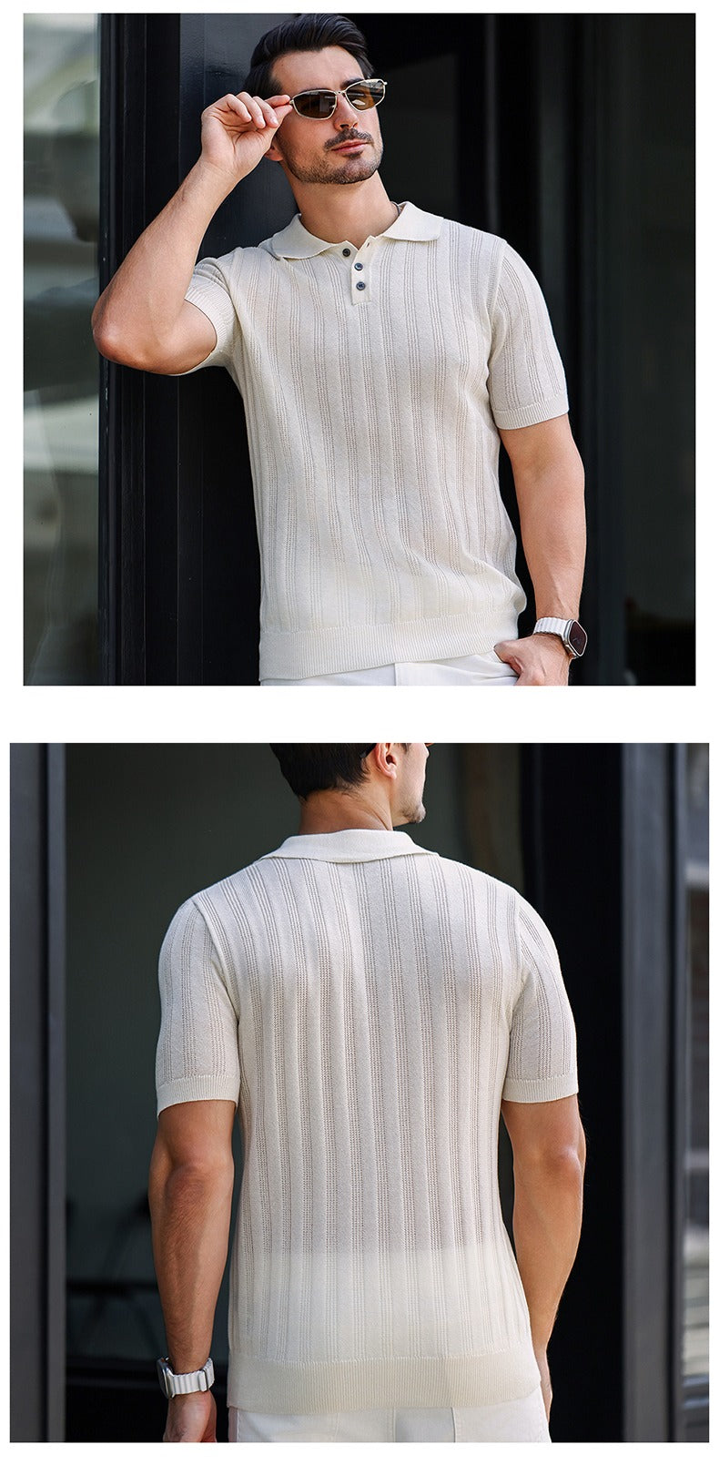 Hochwertiges Sommer-Strick-Kurzarm-Poloshirt für Herren, bequem und atmungsaktiv | POLO1