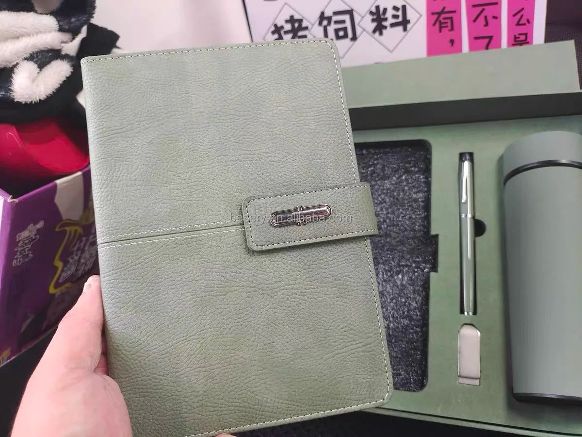 Premium A5 Notizbuch Geschenkset mit Stift USB-Stick & Thermobecher Geschenkset | 11111