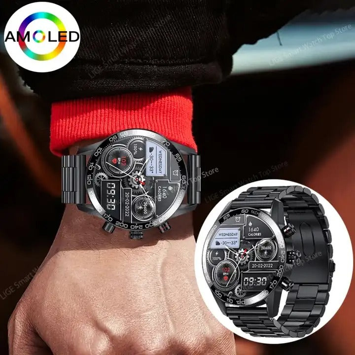 Herren-Smartwatch mit AMOLED-HD-Bildschirm und Bluetooth-Anruffunktion | BW0408