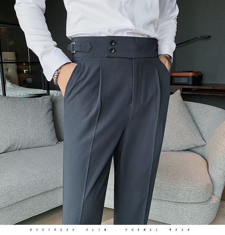 Stilvolle Business-Anzughose mit Plissee, trendige Mode, hohe Taille, lässig, schmale Passform, Vintage-Bleistifthose, Büro-Anzughose | F01