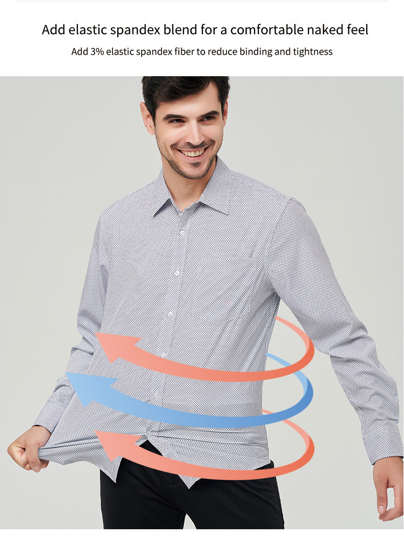 Herrenhemden Langarm Elastisch Falten Formelle Business Camisas Shirts | A7