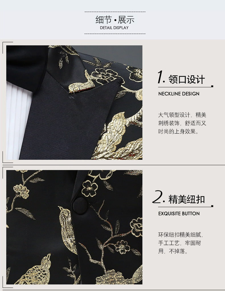 Herren Jacquard Anzug Business Hochzeit Party Smoking Kleid Blazer Hose Slim Fit Smoking | 1003