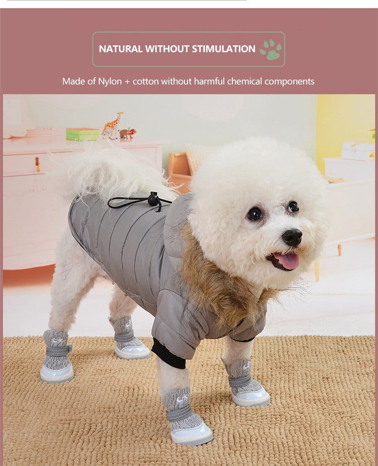 Haustierkleidung Winter Puffermantel Luxus Baumwolle Leichte warme Daunenjacke Hund Zweibein Baumwollanzug Haustierkleidung |