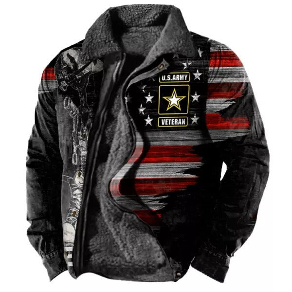 Herren Plus Size Casual Aztec Geometric Print Fleecejacke Streetwear Herbst Winter Loose Fit Mantel | TS-6594