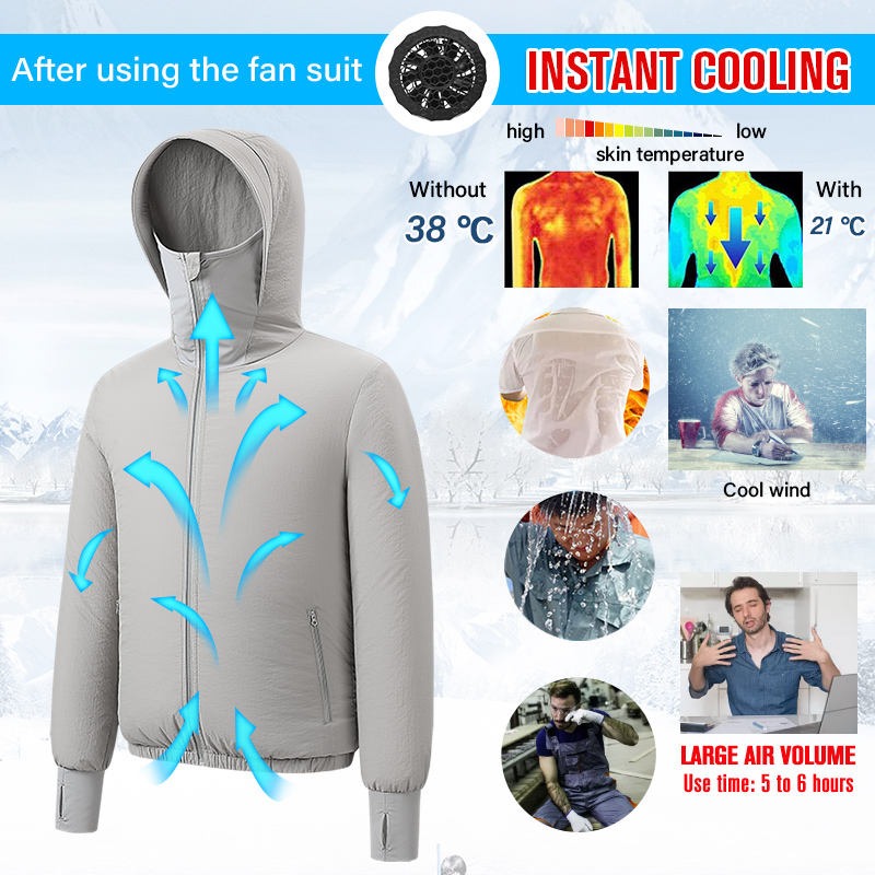 Smart Cooling Tragbare Sonnenschutzkleidung Sommer-Ventilatoranzug Klimaanlagen-Ventilatorjacke | 2362