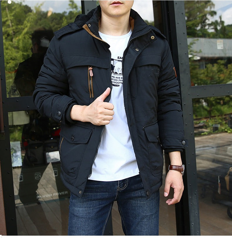 Gepolsterte Parkajacke für Herren im Freien, dicke, warme Winterjacke aus Wolle, Oberbekleidung, Windjacke, Parka-Mäntel | 1133