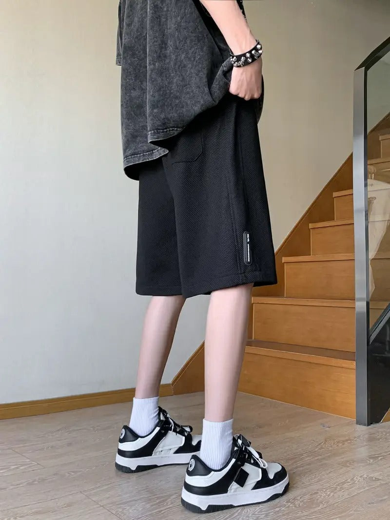 Leichte Lounge-Shorts aus Waffelstrick für Herren – Locker sitzende, schnelltrocknende Sportshorts mit Kordelzug in der Taille für den Sommer | DK34