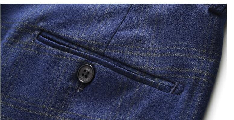 Dreiteiliger Herrenanzug mit Karomuster, Slim Fit, zweireihig, kariert, Jacke, Weste, Hose | 6027