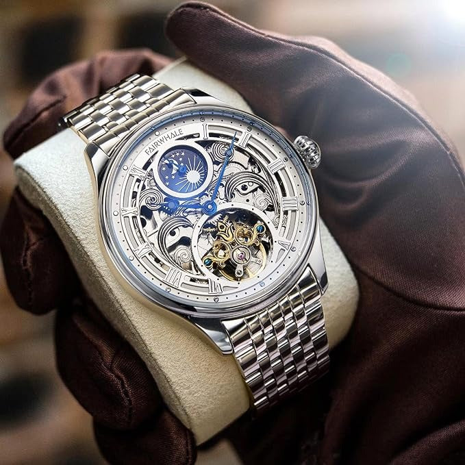 Mechanische Luxus-Automatikarmbanduhr für Herren aus Edelstahl, wasserdicht | J117