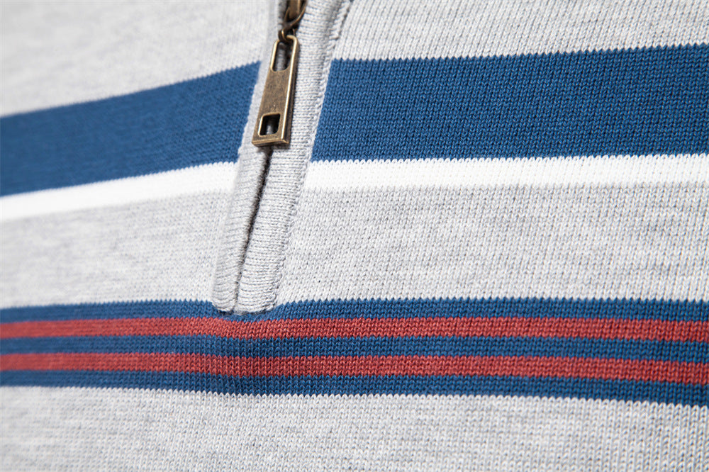 Winter-Rollkragenpullover aus Baumwolle mit Stehkragen, gerippter Business-Streifen für Herren | SW155