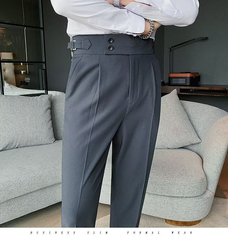 Stilvolle Business-Anzughose mit Plissee, trendige Mode, hohe Taille, lässig, schmale Passform, Vintage-Bleistifthose, Büro-Anzughose | F01